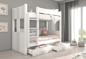 Detská poschodová posteľ SEVERIN, 90x200, biela/dub sonoma