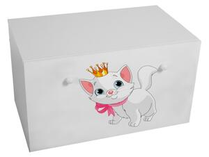 Úložný box INGA, 70,6x41,6x41,6, biela/mačka
