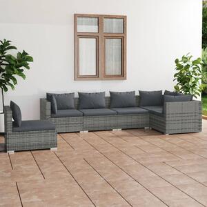Maison Exclusive – 6-dielna záhradná súprava s vankúmi Poly Rattan Grey