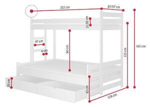 Detská poschodová posteľ RAIMUND + matrac, 80x200, dub