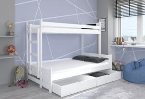 Detská poschodová posteľ RAIMUND + matrac, 90x200, dub