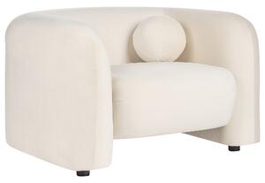 Kreslo krémová biela zamatové čalúnenie okrúhly vankúš retro glamour art deco štýl obývačka spálňa