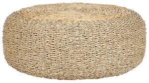 Puf taburetka prírodná farba morská tráva vodný hyacint 50 cm polystyrénová výplň taburet v boho štýle
