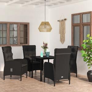 Maison Exclusive – 5-dielna záhradná jedálenská súprava s vankúmi, ierna