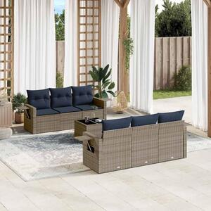 Maison Exclusive – 7-dielna záhradná súprava s vankúšmi, sivá, polyratan