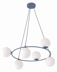 Luster na lanku AZURA 6xE14/10W/230V modrá/biela