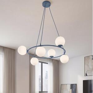 Luster na lanku AZURA 6xE14/10W/230V modrá/biela