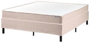Kontinentálna posteľ bez čela béžová polyester čalúnený rám 140 x 200 cm pružinový matrac spálňa