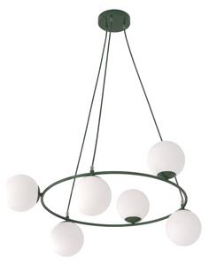 Luster na lankách AZURA 6xE14/10W/230V zelená/biela