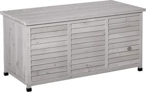 Outsunny záhradný box, box na vankúe, úloný box, úloný box, záhradná truhlica, odolný voi poveternostným vplyvom, masívne drevo, 127 x 56 x 60 cm, sivá