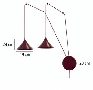 Luster na lanku ABRAMO 2xE27/15W/230V červená