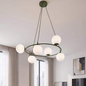 Luster na lankách AZURA 6xE14/10W/230V zelená/biela