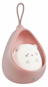 LED Detské orientačné svietidlo so senzorom KITTY LED/0,5W/5V USB ružová
