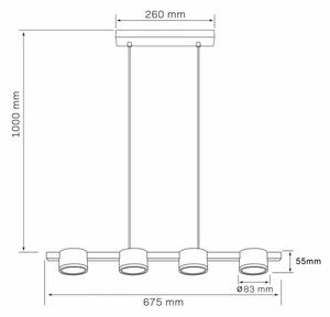 LED Luster na lanku MIRELLA 4xGX53/6W/230V zlatá/čierna