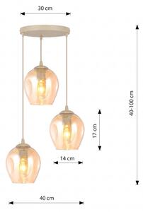 Luster na lanku ISTAR 3xE27/15W/230V pr. 40 cm béžová/dymová béžová