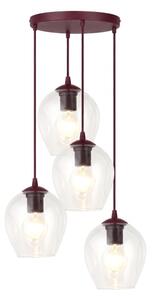 Luster na lanku ISTAR 4xE27/15W/230V priemer 40 cm červená/číra