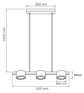 LED Luster na lanku MIRELLA 3xGX53/6W/230V zlatá/čierna