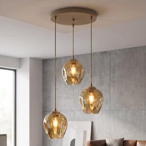 Luster na lanku ISTAR 3xE27/15W/230V pr. 40 cm béžová/dymová béžová