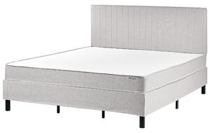 Kontinentálna posteľ s čelom sivá polyester čalúnený rám 180 x 200 cm pružinový matrac spálňa
