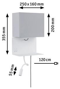 Paulmann 78913 - LED/2,5W + 1xE27/40W Nástenné svietidlo s USB MERANI 230V