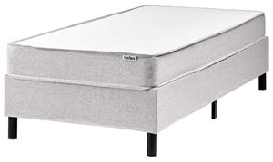 Kontinentálna posteľ bez čela sivá polyester čalúnený rám 90 x 200 cm pružinový matrac spálňa