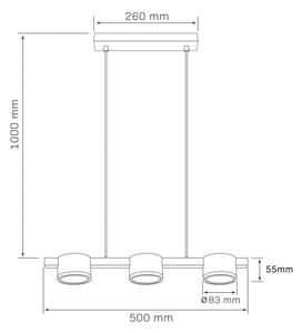LED Luster na lanku MIRELLA 3xGX53/6W/230V čierna