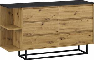 Komoda so 6 zásuvkami na podkrovných nohách artisan black