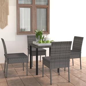 Maison Exclusive – 5-dielna záhradná jedálenská súprava z polyratanu, sivá