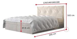 Čalúnená posteľ boxspring TELA, 120x200, monolith 37
