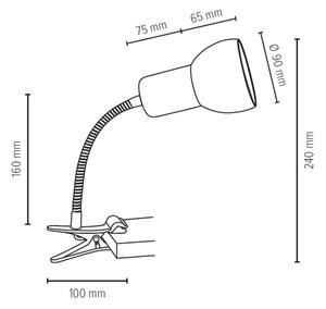 Spot-Light 2224174WF - Lampa s klipom SVENDA 1xE27/60W/230V