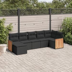 Maison Exclusive – 7-dielna záhradná súprava s vankúšmi, čierna, polyratan