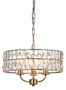 Endon 106243 - Závesný luster CLIFTON na reťazi 3xE14/6W/230V, priemer 38,5 cm, mosadz/číre