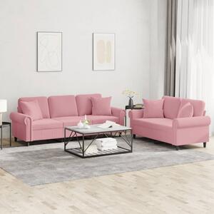 Maison Exclusive – 2-dielna sedacia súprava s vankúmi z ruového zamatu