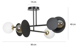 Luster na tyči MINERVA 2xE27/15W + 2xE14/10W/230V čierna