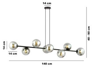 Luster na lanku ROSSI 8xE14/10W/230V čierna/šedá