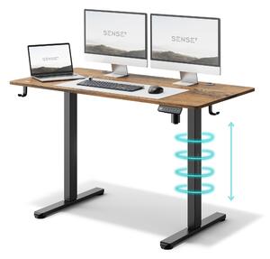 SENSE7 Výškovo nastaviteľný stôl Nojo 120 cm, dub, elektrický herný stôl, počítačový stôl, stôl na státie, kancelársky stôl, funkcia pamäte, vedenie káblov