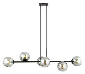 Luster na lanku ROSSI 6xE14/10W/230V čierna/šedá