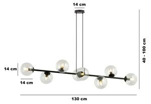 Luster na lanku ROSSI 8xE14/10W/230V čierna/číra