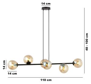 Luster na lanku ROSSI 6xE14/10W/230V čierna/béžová