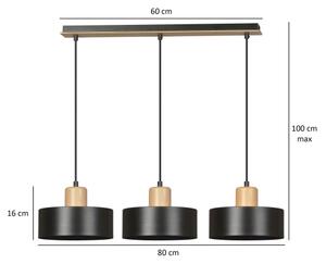 Luster na lanku TORIN 3xE27/15W/230V čierna