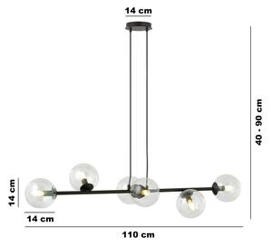 Luster na lanku ROSSI 6xE14/10W/230V čierna/číra