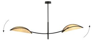 Luster na tyči LOTUS 2xE14/10W/230V čierna/béžová