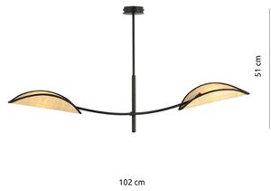 Luster na tyči LOTUS 2xE14/10W/230V čierna/béžová