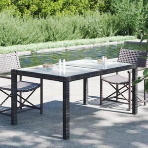 Maison Exclusive – Záhradný stôl 150 x 90 x 75 cm, tvrdené sklo, poly ratan, ierny