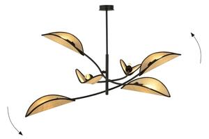 Luster na tyči LOTUS 6xE14/10W/230V čierna/béžová