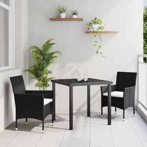 Maison Exclusive – Záhradná jedálenská súprava, 3 kusy, čierna, umelý ratan