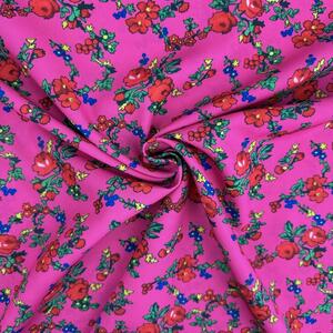 Metráž Tibet ľudový vzor MK - Fuksia