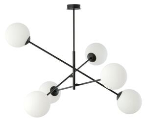Luster na tyči LINEAR 6xE14/10W/230V čierna/biela