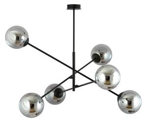 Luster na tyči LINEAR 6xE14/10W/230V čierna/šedá