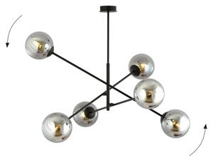 Luster na tyči LINEAR 6xE14/10W/230V čierna/šedá